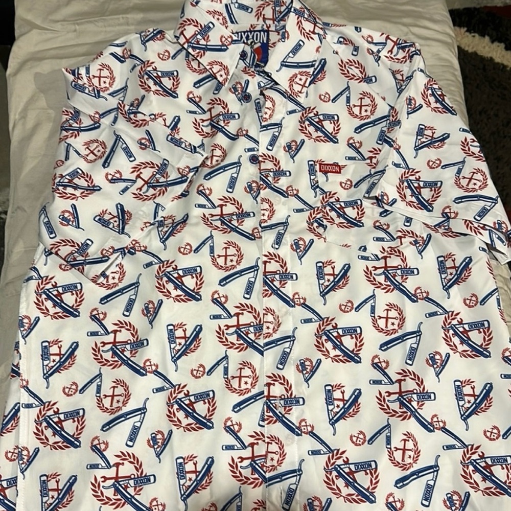 DIXXON Men's Red and Blue Nautical Pattern Shirt